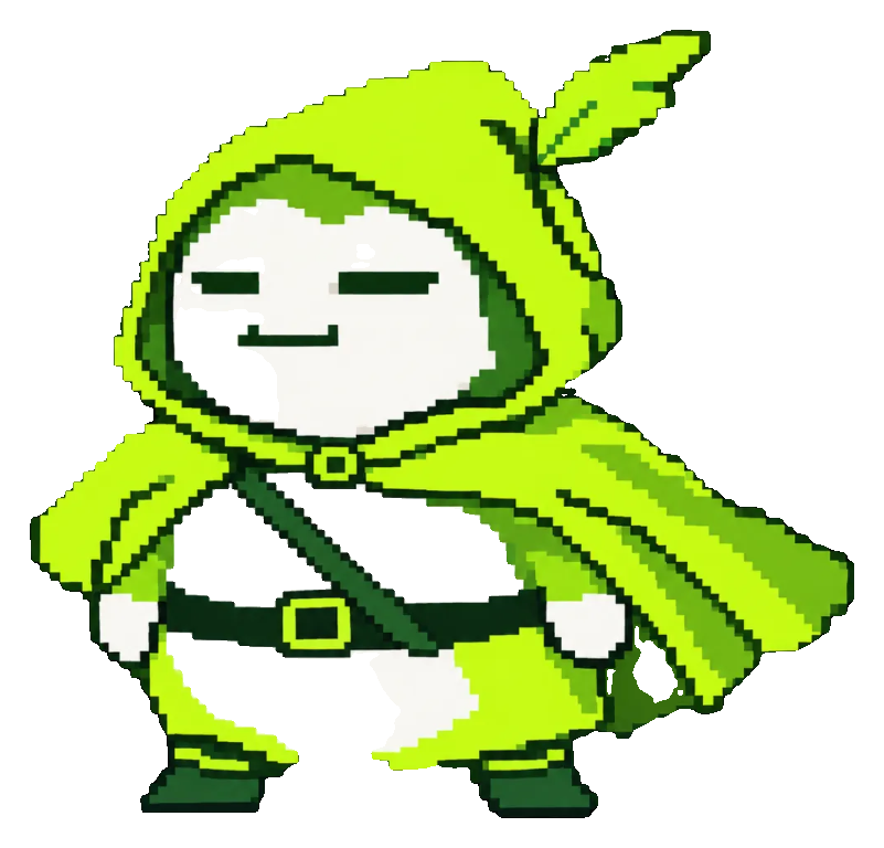 Darry Hood, a hooded figure in a green cape